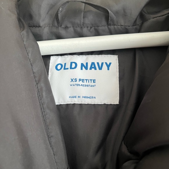 Old Navy Black Water Resistant Long Hooded Puffer Jacket - Picture 4 of 4